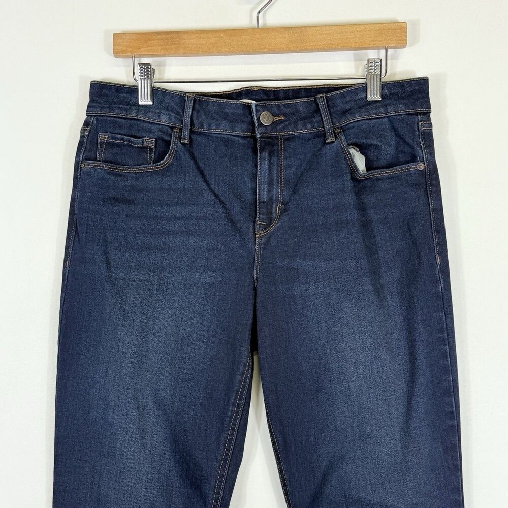 Old Navy Blue Dark Wash‎ Boot Cut Light Distress Denim Jeans Women's Sz 12 Short - Picture 2 of 6